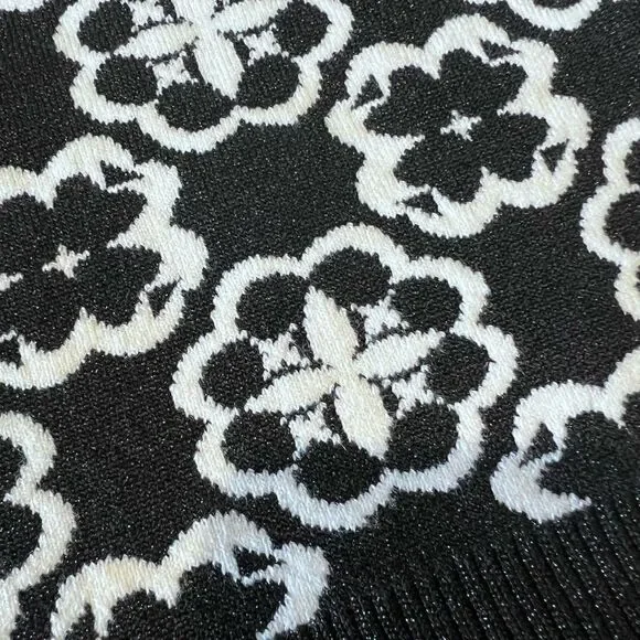 Kate spade Arabesque Knit Ruana Black White Sweater One Size - Picture 3 of 16